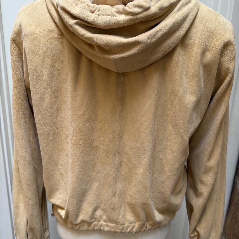 Vince Women's Suede Beige Hooded Utility Jacket-size M - Picture 8 of 16